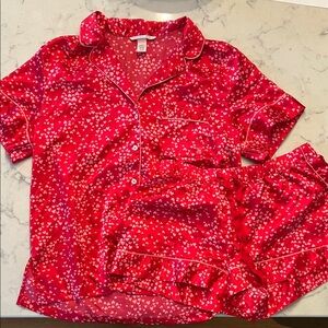 Victoria's Secret Red and Pink Heart Pajama Set, S